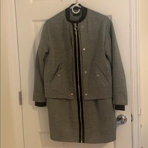 Houndstooth longline bomber